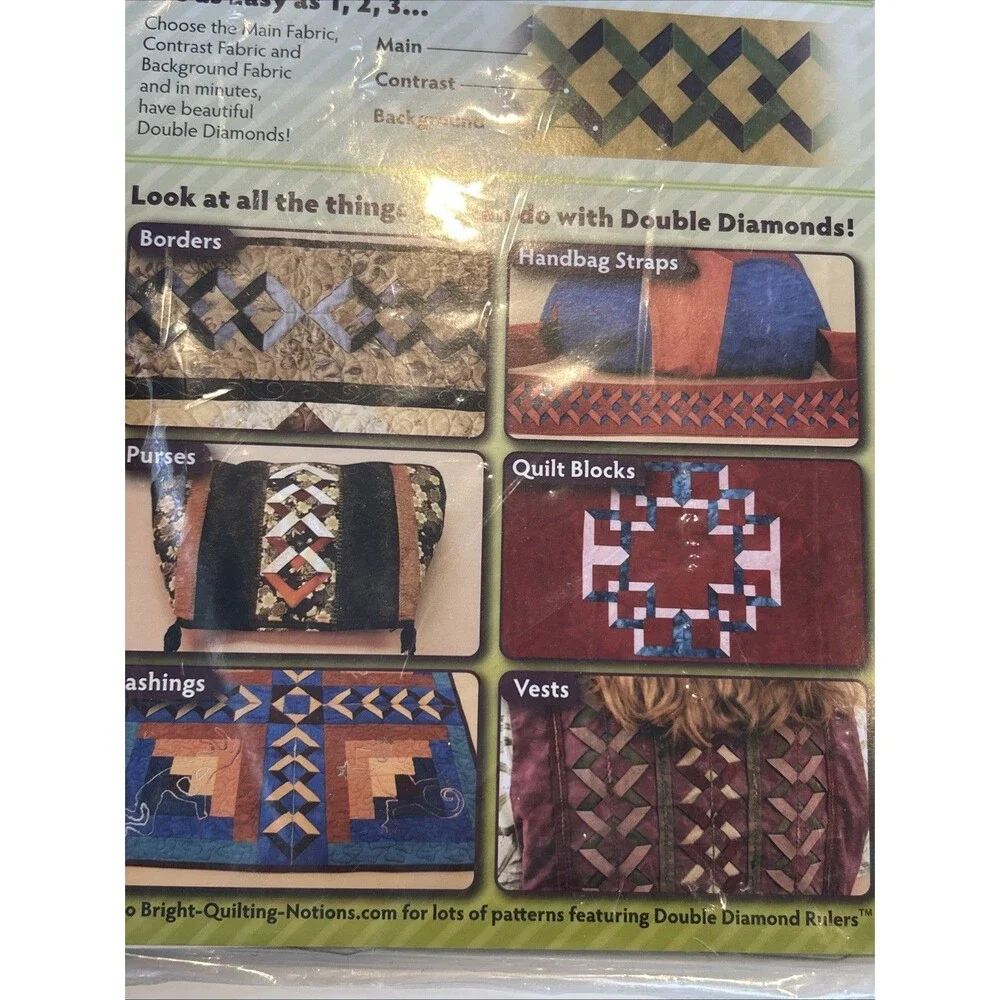 Double Diamond Quilting Ruler Kit Bright Quilting Notions 1.5” And 3.5” Borders